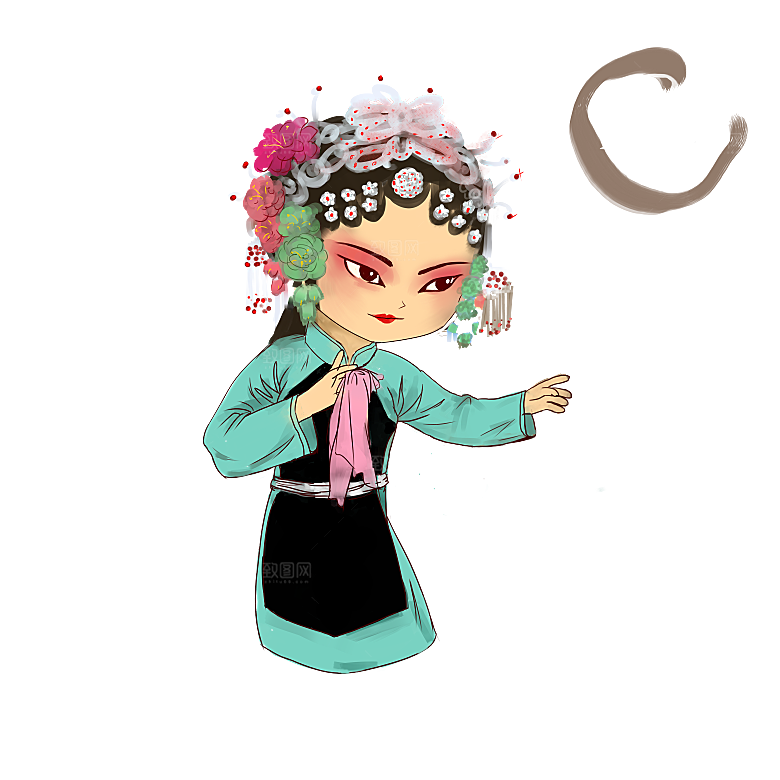 卡通京剧戏剧人物脸谱插画PNG图片