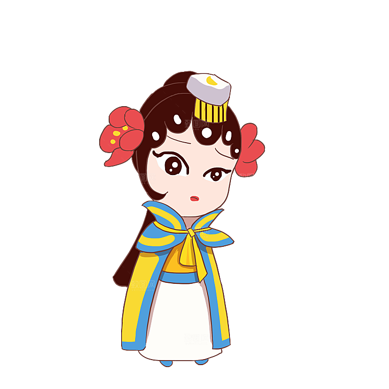 卡通京剧戏剧人物脸谱插画PNG图片
