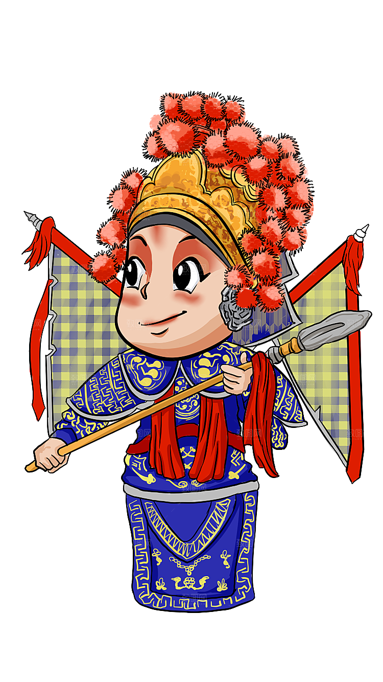 卡通京剧戏剧人物脸谱插画PNG图片