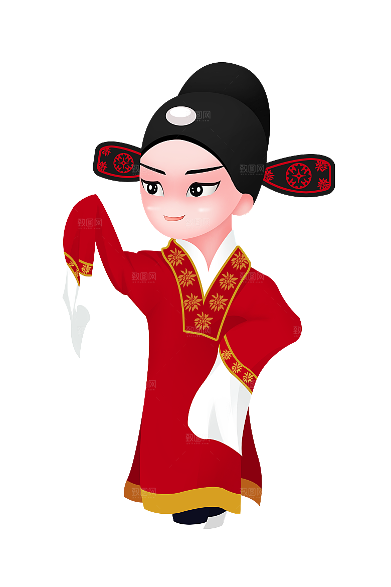 卡通京剧戏剧人物脸谱插画PNG图片国潮