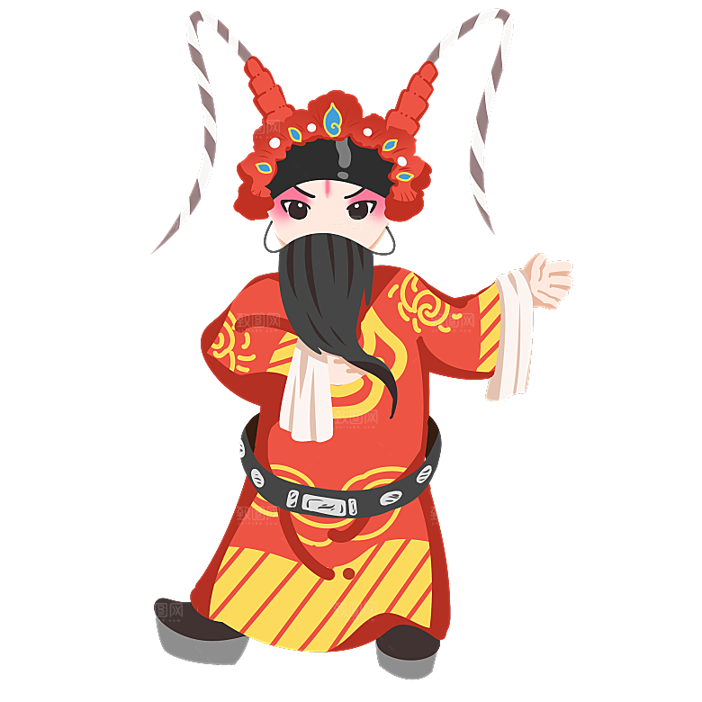 卡通京剧戏剧人物脸谱插画PNG图片国潮