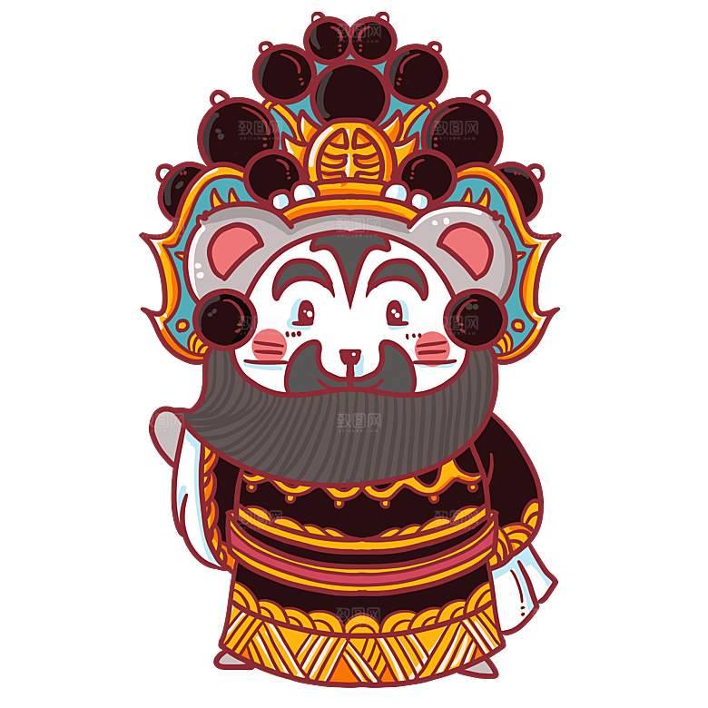 卡通京剧戏剧人物脸谱插画PNG图片素材