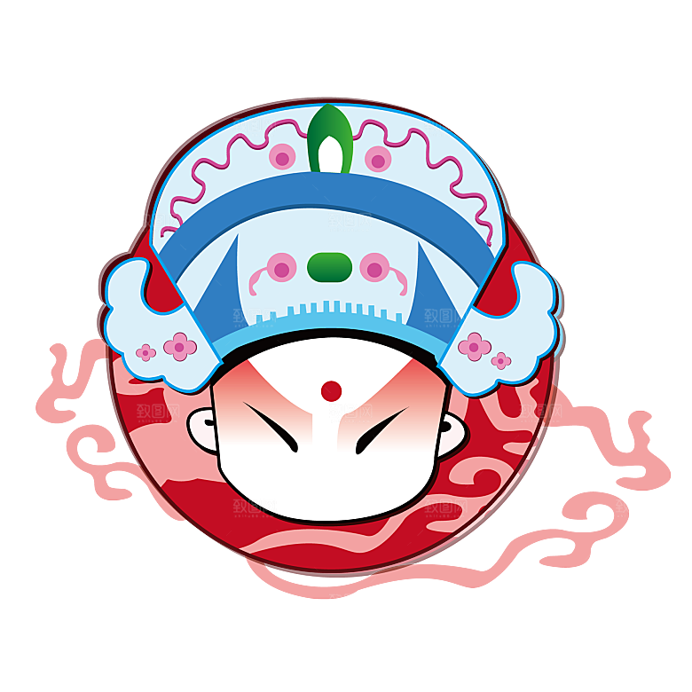 卡通京剧戏剧人物脸谱插画PNG图片素材