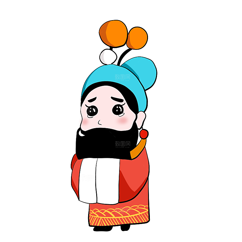 卡通京剧戏剧人物脸谱插画PNG图片素材