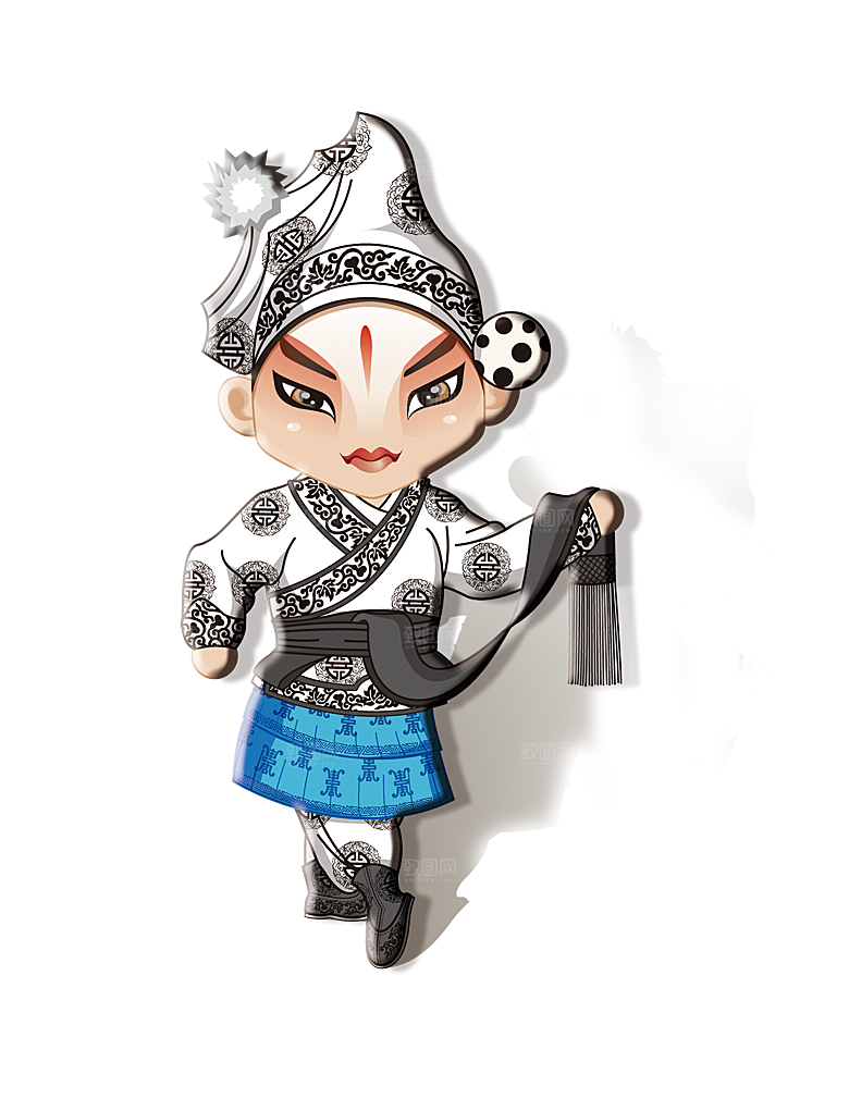 卡通京剧戏剧人物脸谱插画PNG图片素材
