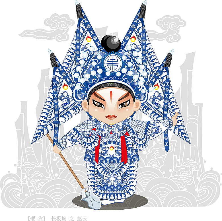 卡通京剧戏剧人物脸谱插画PNG图片