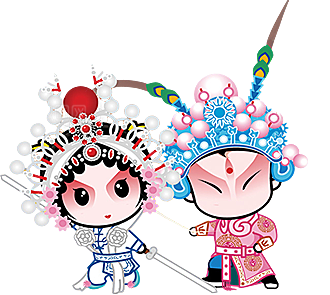 卡通京剧戏剧人物脸谱插画PNG图片