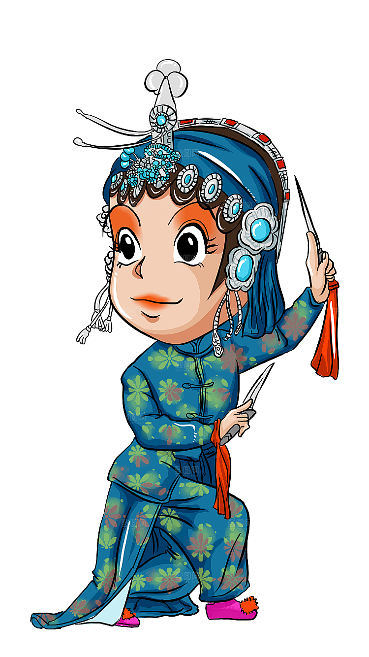 卡通京剧戏剧人物脸谱插画PNG图片