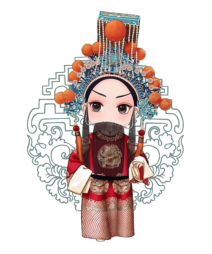 卡通京剧戏剧人物脸谱插画PNG图片