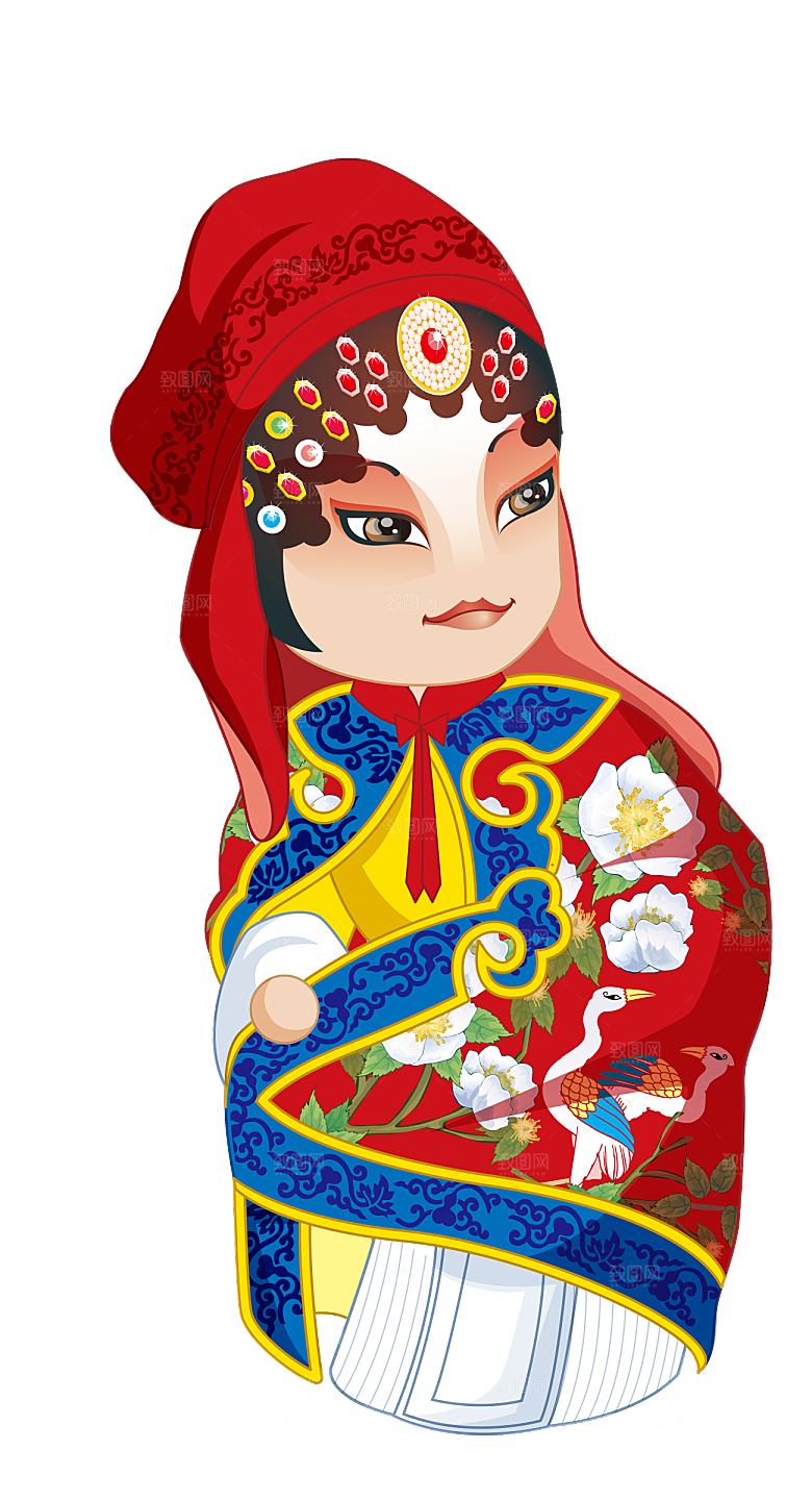 卡通京剧戏剧人物脸谱插画PNG图片