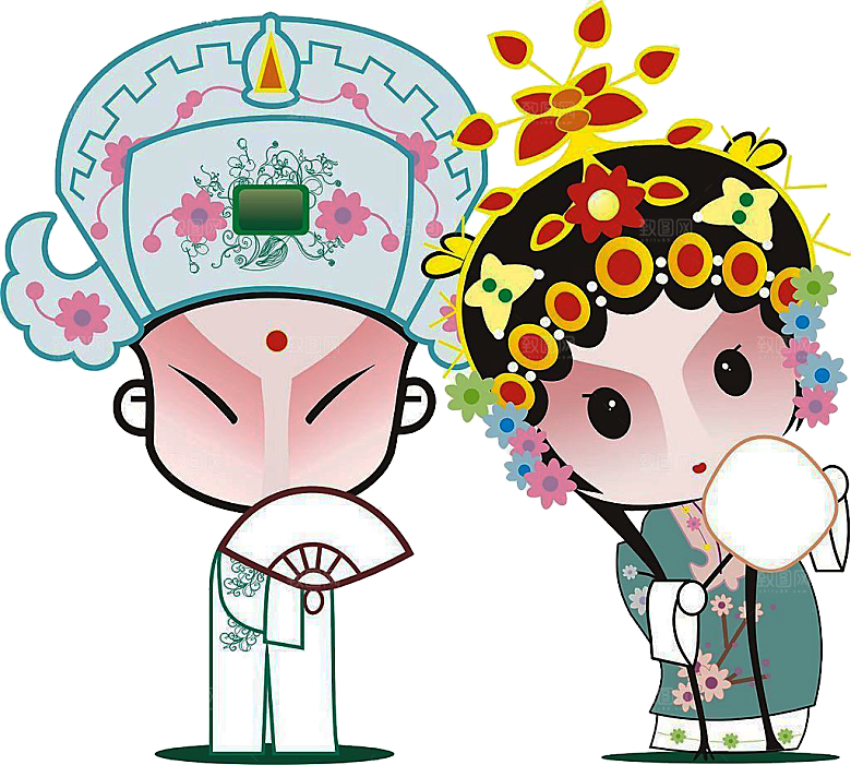 卡通京剧戏剧人物脸谱插画PNG图片