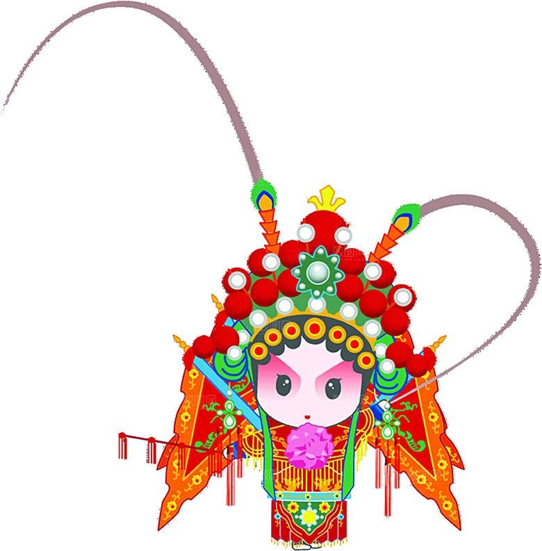 卡通京剧戏剧人物脸谱插画PNG图片素材