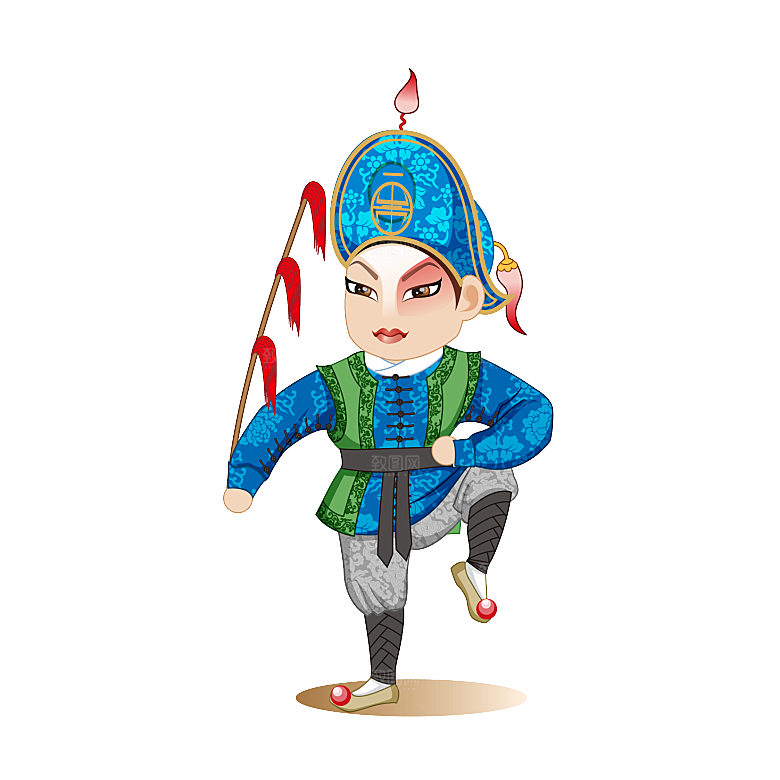 卡通京剧戏剧人物脸谱插画PNG图片素材