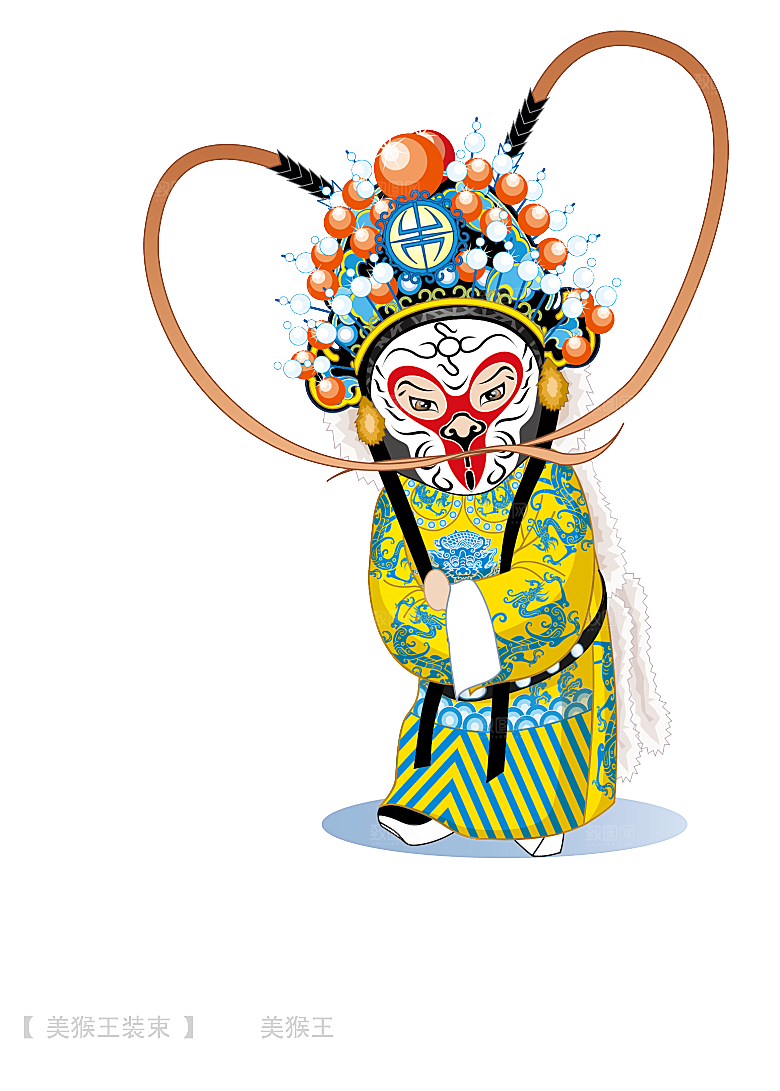 卡通京剧戏剧人物脸谱插画PNG图片素材