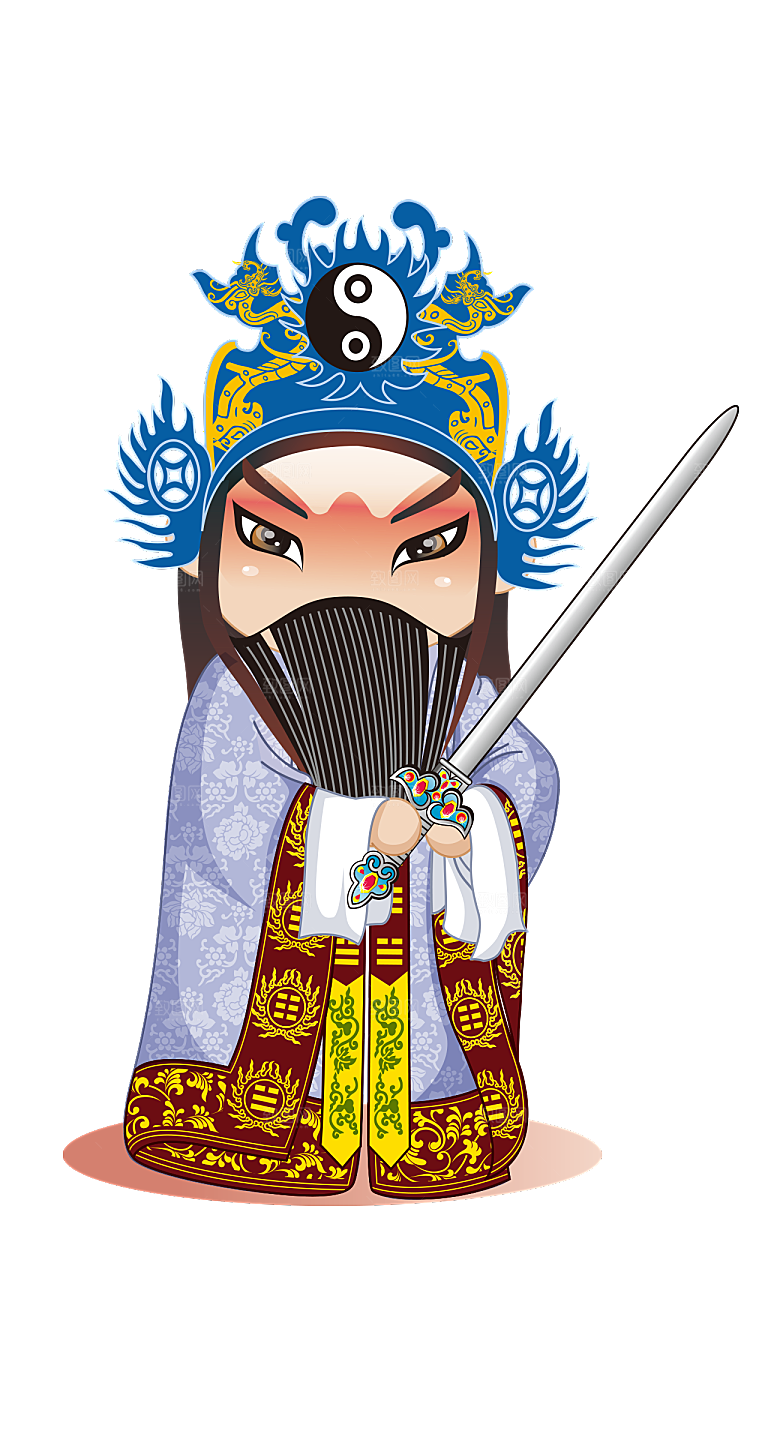 卡通京剧戏剧人物脸谱插画PNG图片素材