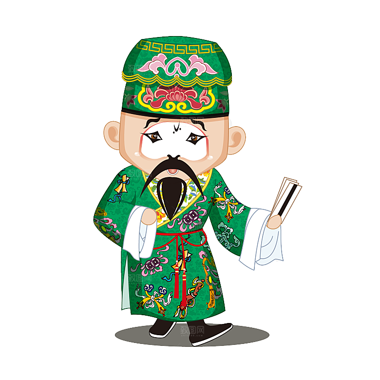卡通京剧戏剧人物脸谱插画PNG图片素材