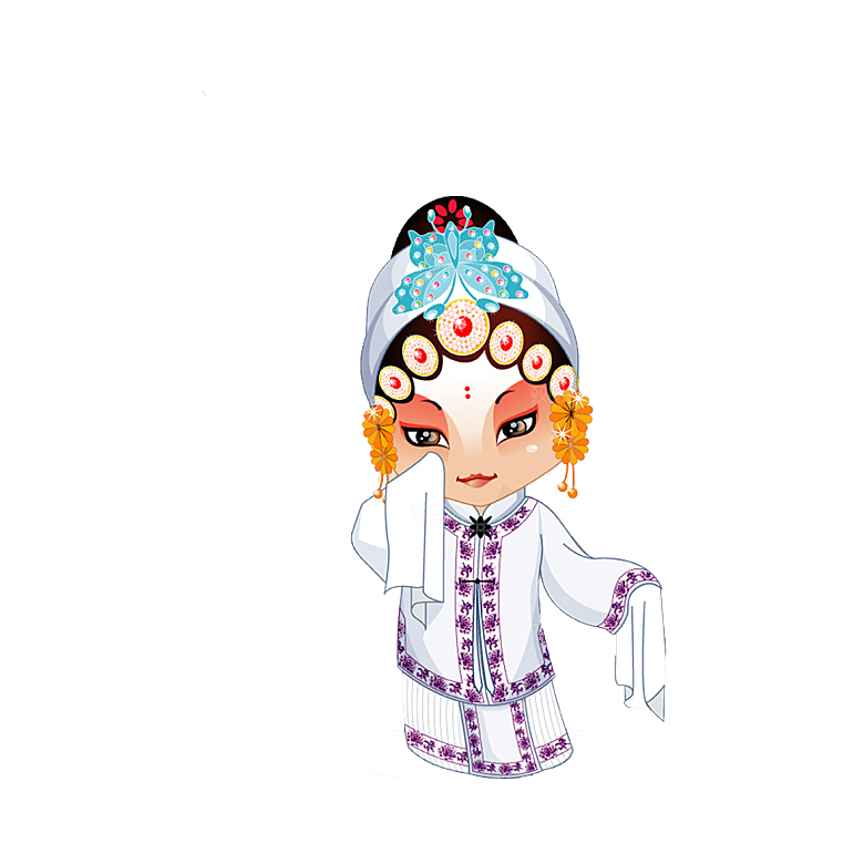 卡通京剧戏剧人物脸谱插画PNG图片素材