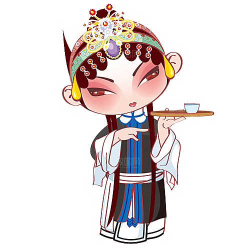 卡通京剧戏剧人物脸谱插画PNG图片素材