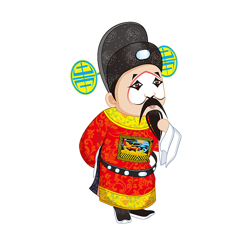 卡通京剧戏剧人物脸谱插画PNG图片