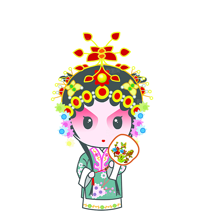 卡通京剧戏剧人物脸谱插画PNG图片