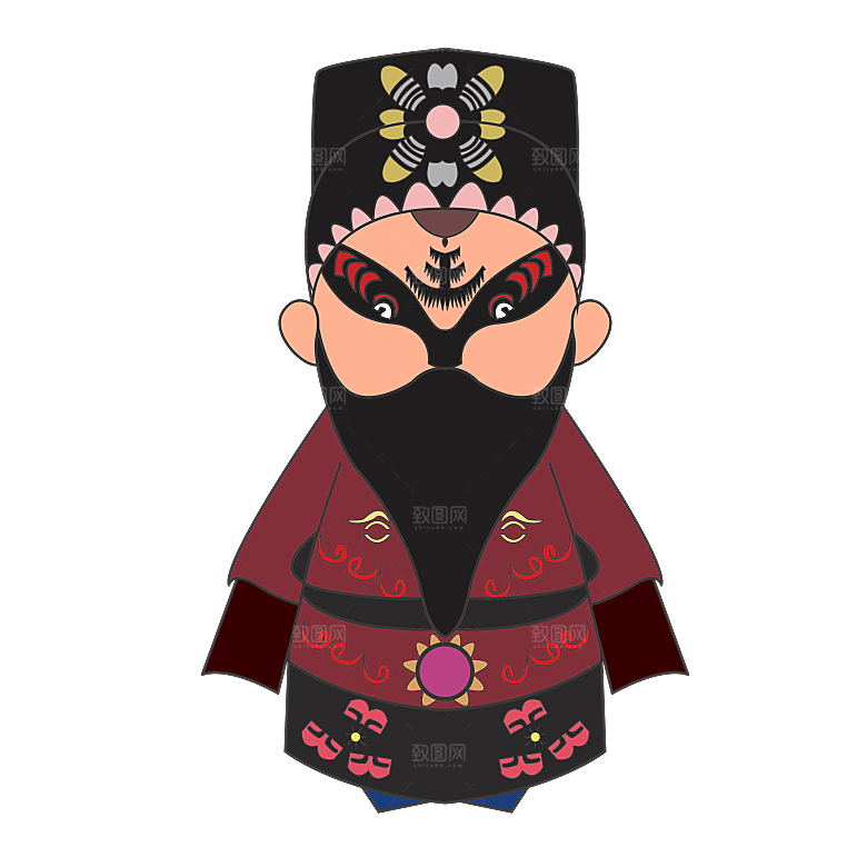 卡通京剧戏剧人物脸谱插画PNG图片