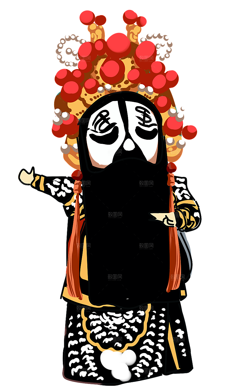 卡通京剧戏剧人物脸谱插画PNG图片