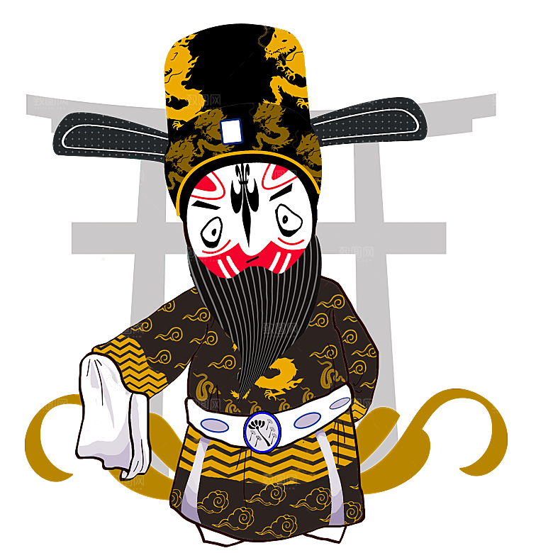 卡通京剧戏剧人物脸谱插画PNG图片