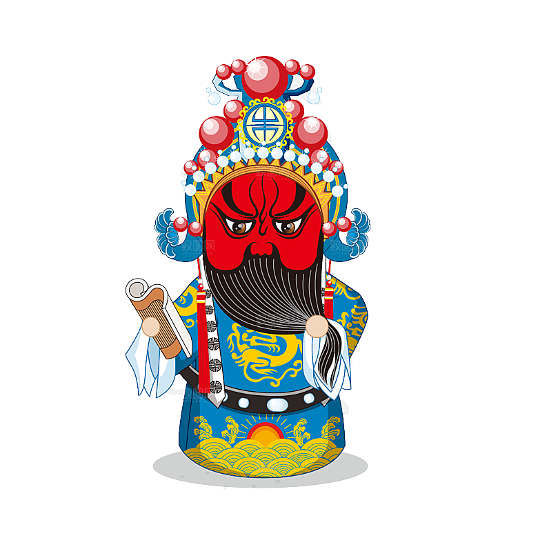 卡通京剧戏剧人物脸谱插画PNG图片