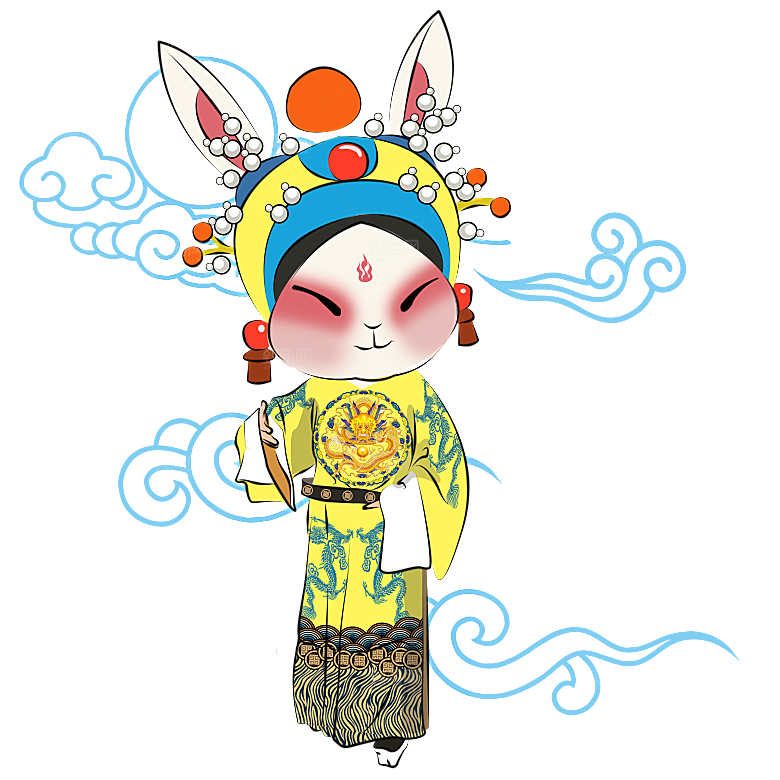 卡通京剧戏剧人物脸谱插画PNG图片国潮