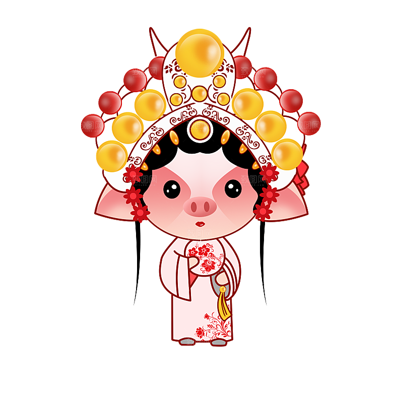 卡通京剧戏剧人物脸谱插画PNG图片国潮