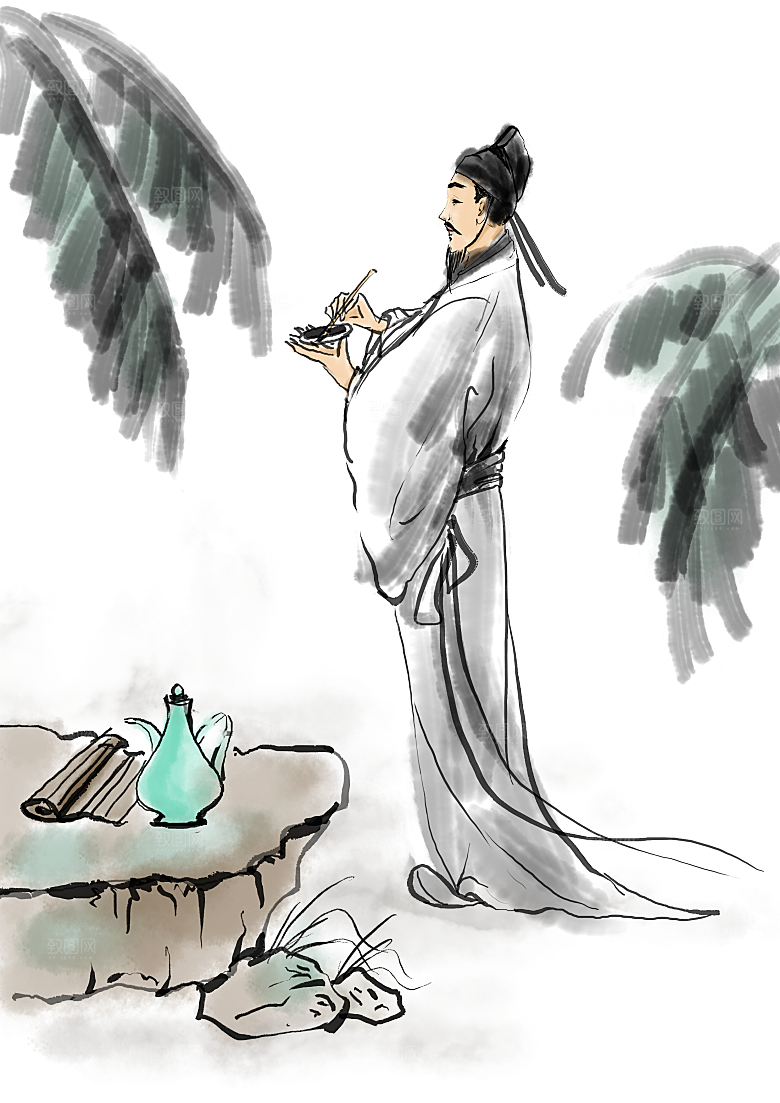 古代历史名人名医名士插图PNG图片素材
