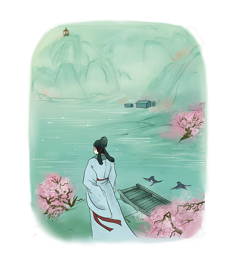 古代历史名人名医名士插图PNG图片素材
