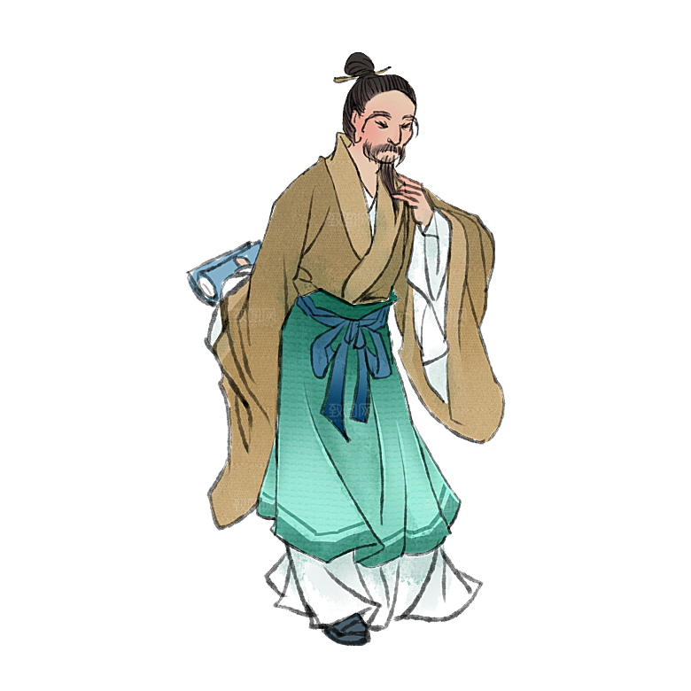 古代历史名人名医名士插图PNG图片素材