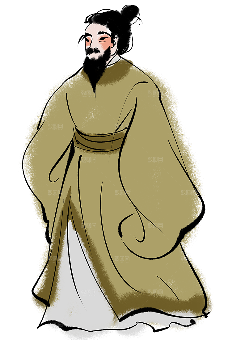古代历史名人名医名士插图PNG图片素材