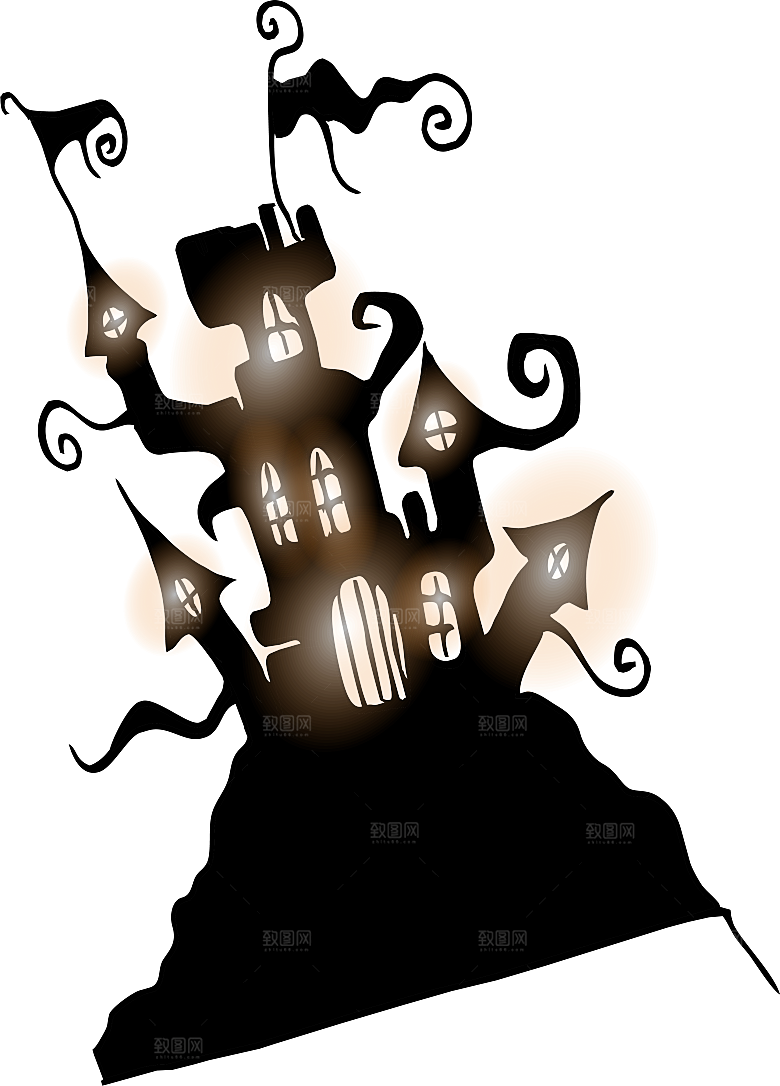 卡通欧式城堡宫殿背景插图PNG图片