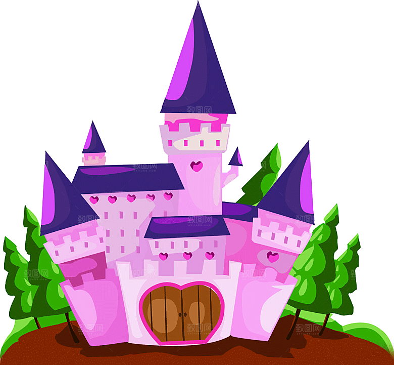 卡通欧式城堡宫殿背景插图PNG