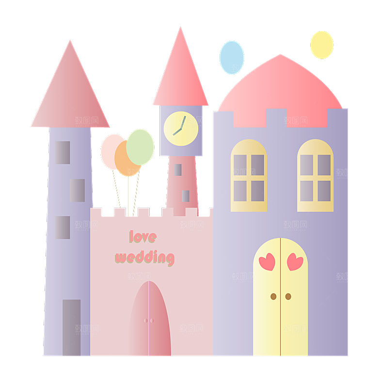 卡通欧式城堡宫殿背景插图PNG图片