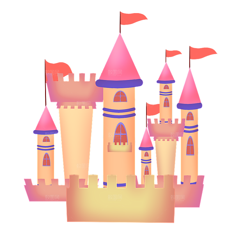 卡通欧式城堡宫殿背景插图PNG