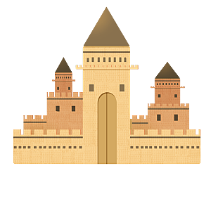 卡通欧式城堡宫殿背景插图PNG图片复古