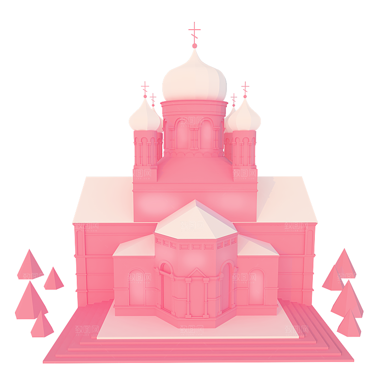 卡通欧式城堡宫殿背景插图PNG