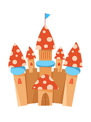 卡通欧式城堡宫殿背景插图PNG