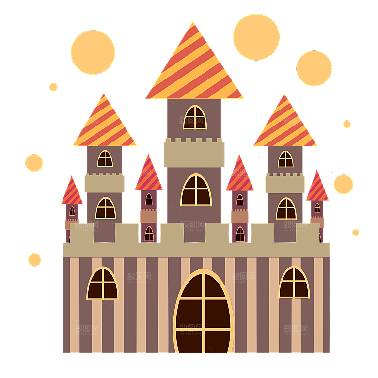 卡通欧式城堡宫殿背景插图PNG