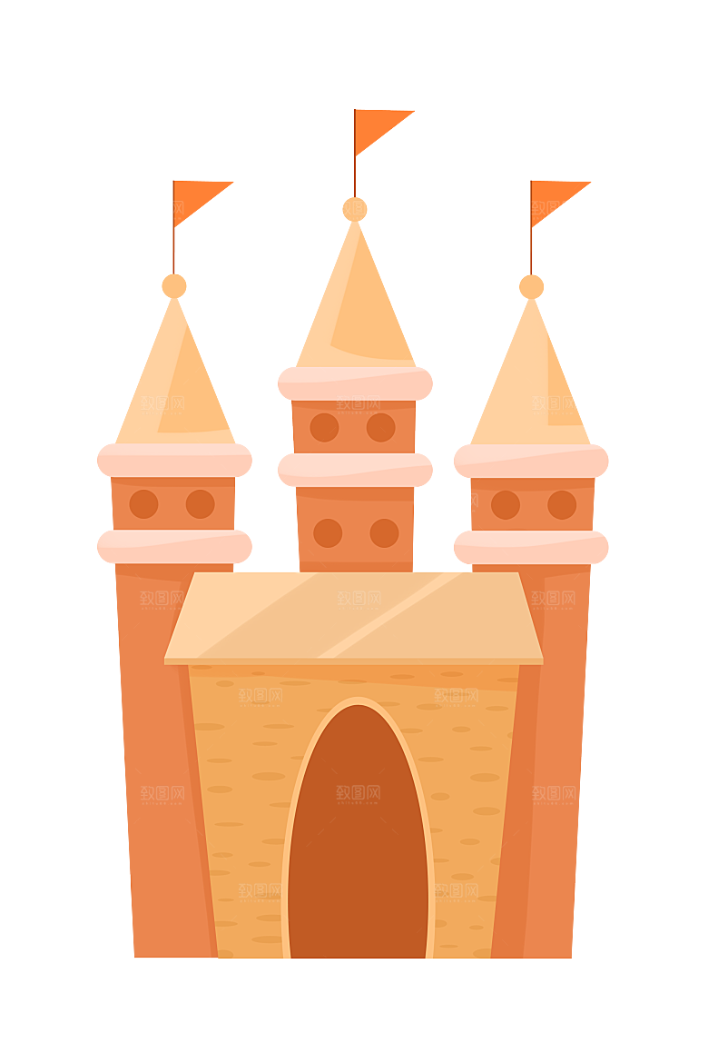 卡通欧式城堡宫殿背景插图PNG