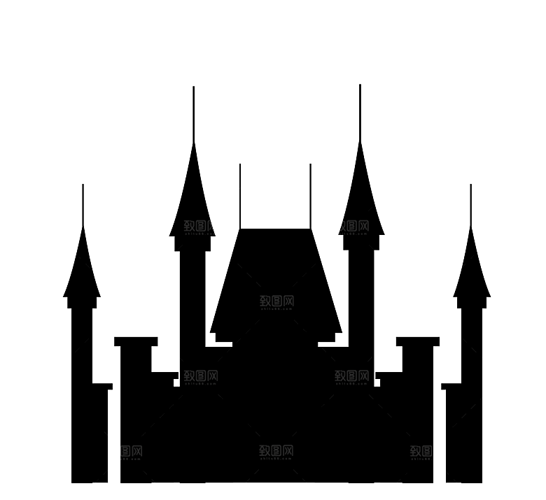 卡通欧式城堡宫殿背景插图PNG图片素材