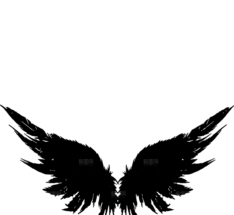 黑色天使恶魔翅膀图案背景PNG免抠