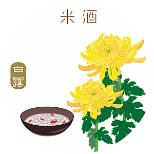 手绘水墨菊花重阳节花卉海报背景PNG素材