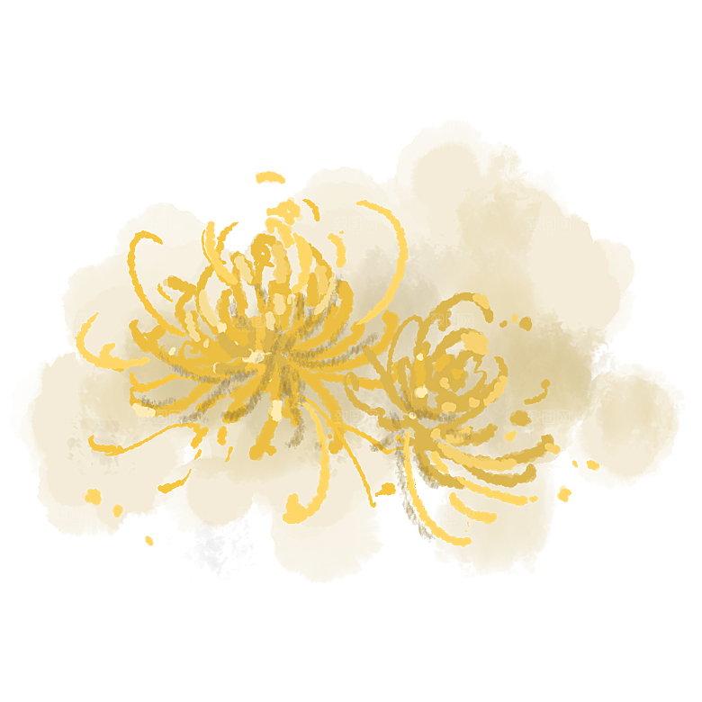 手绘水墨菊花重阳节花卉海报背景PNG素材