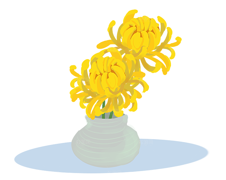 手绘水墨菊花重阳节花卉海报背景PNG