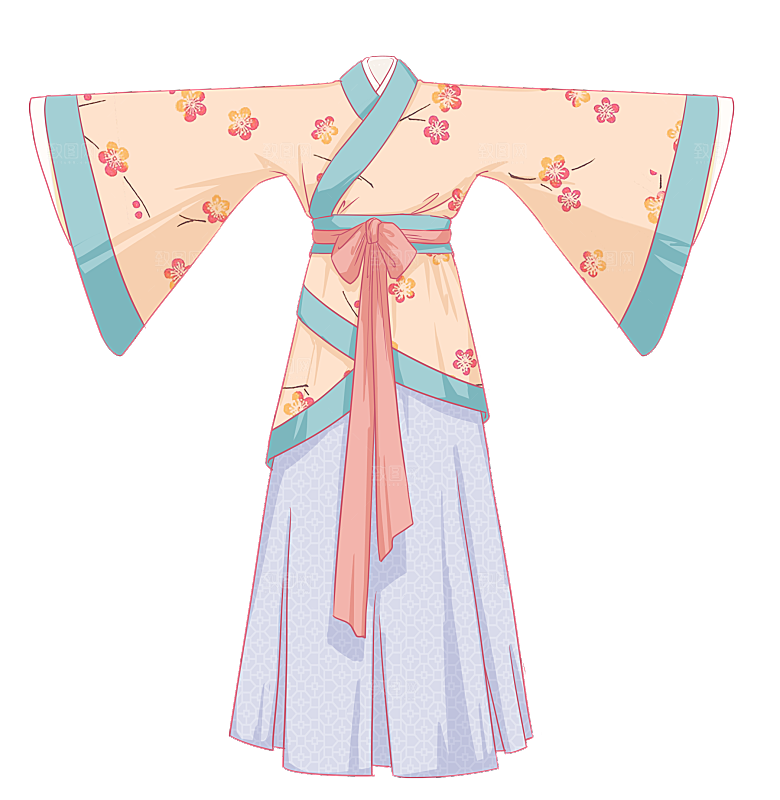手绘中国古代女子汉服唐装插画图片素材