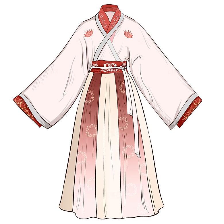 手绘中国古代女子汉服唐装插画图片素材